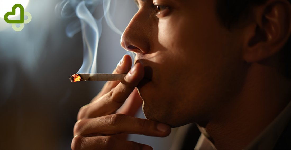 Мужчина курит